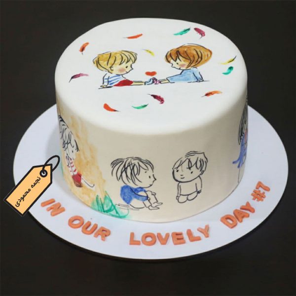 کیک فوندانتی نقاشی کودکانه