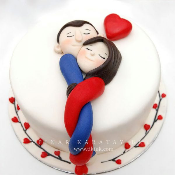 کیک ولنتاین فوندانتی تاب عشق